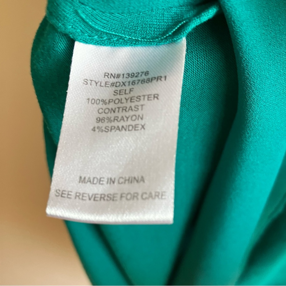 Daniel Rainn Ruffled Short Sleeve Blouse Size 3X Teal V-Neck Crepe Office Top - Picture 7 of 9